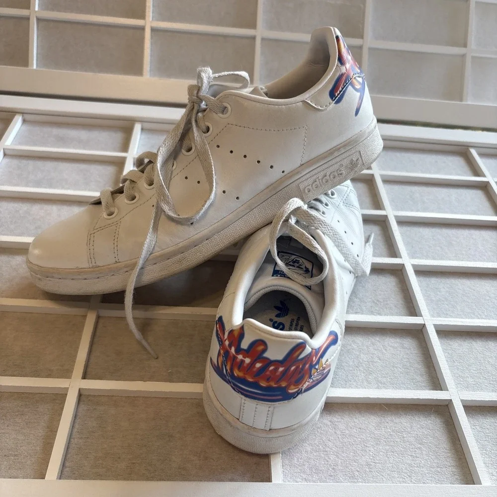 Adidas Originals Leather Stan Smith Graffiti‎ White Bluebird FV7869 Men Sz 7.5